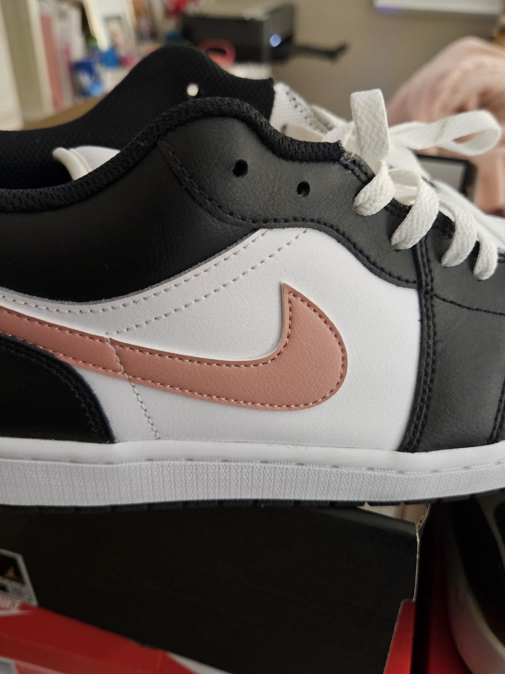 Nike Kids Low-Top Sneakers - Black, White & Pink Swoosh